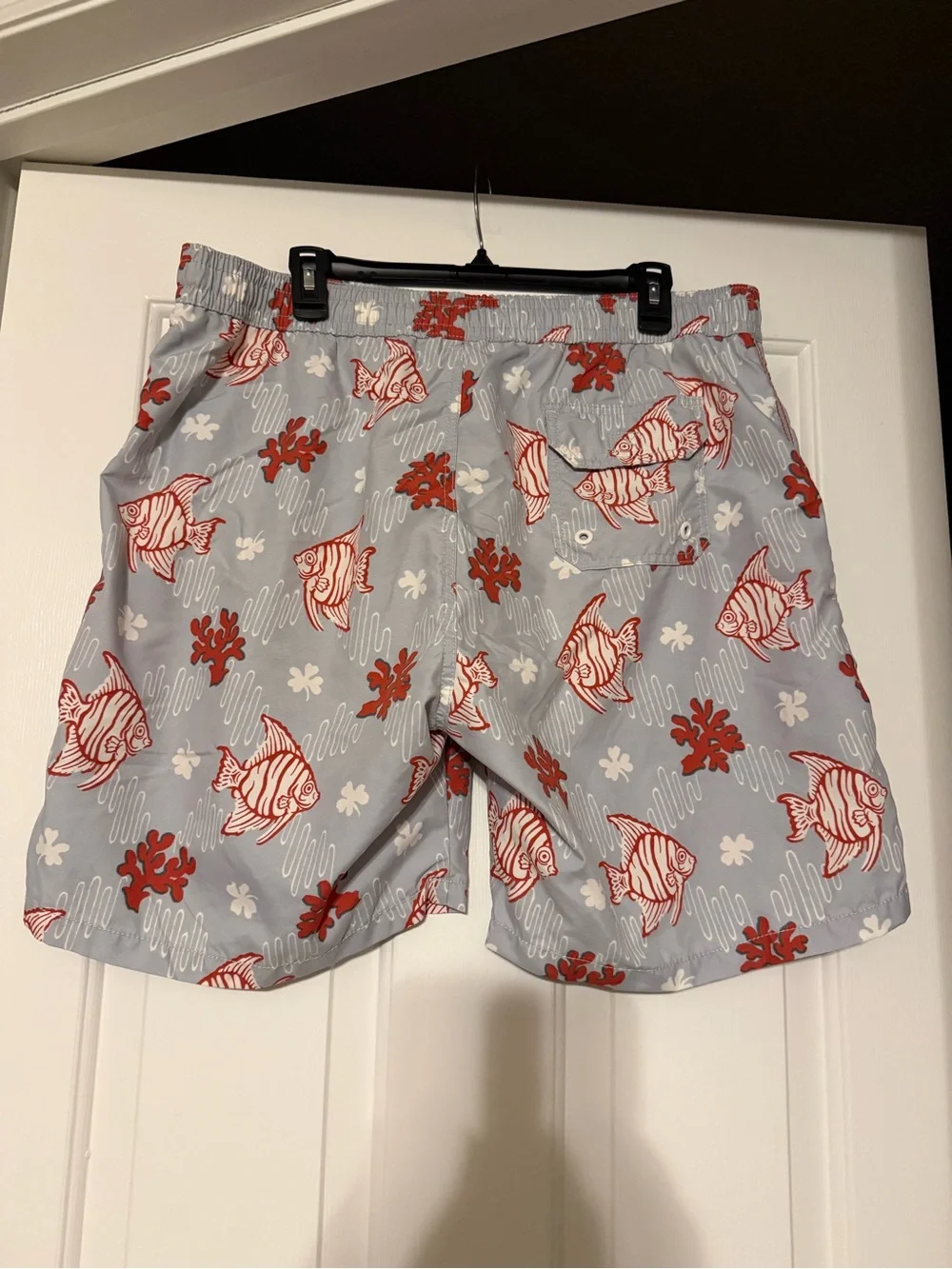 Reyn Spooner Hawaiian Traditions Angel Fish Coral Swim Trunks Mesh Blue Red L